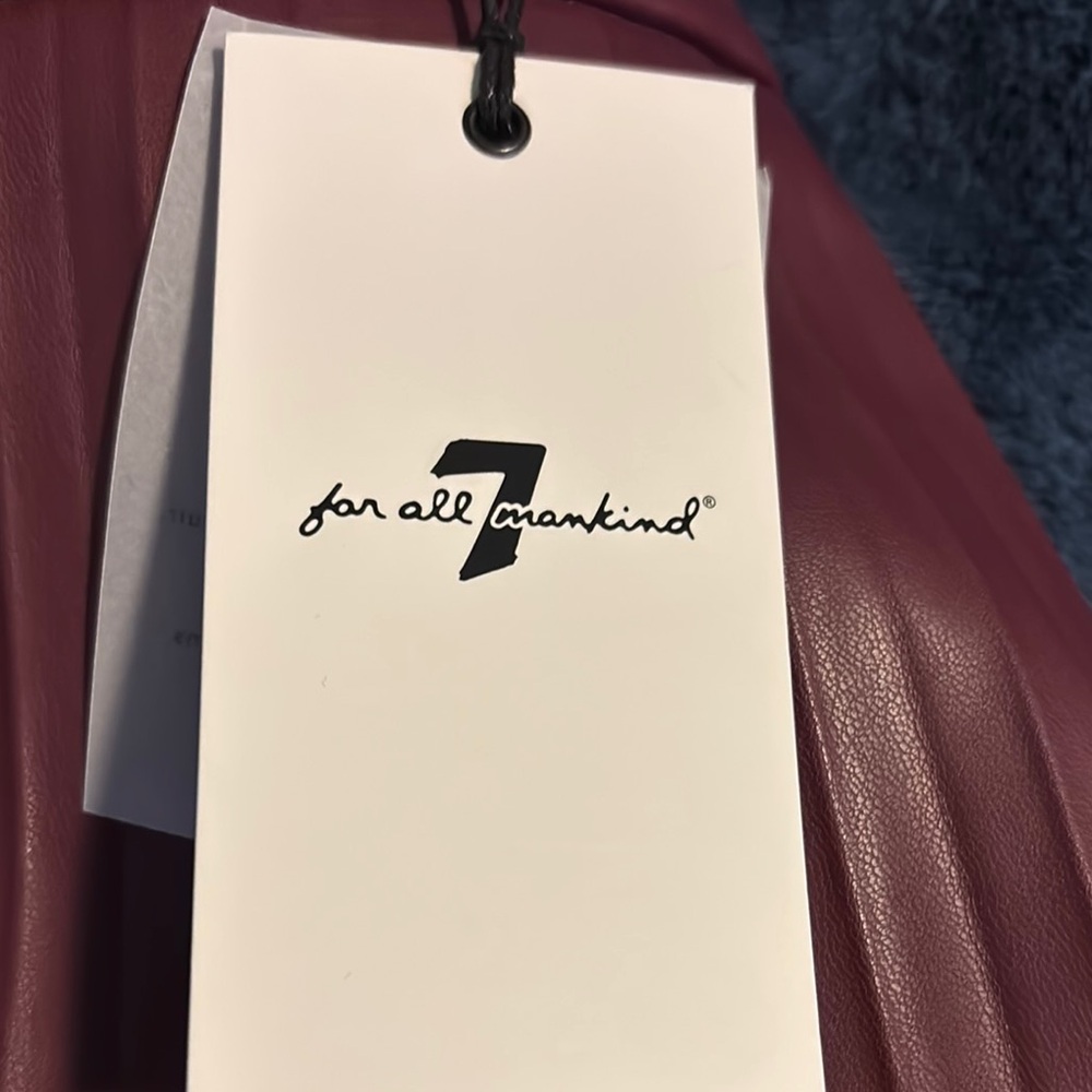 7 For All Mankind Burgundy Leather Skirt